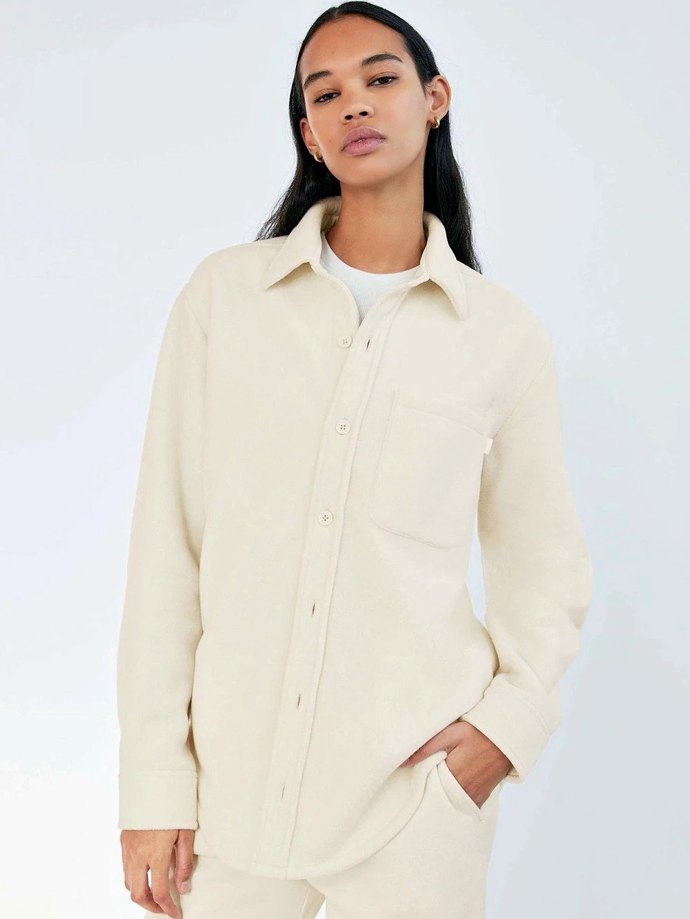 ARITZIA TNA Polar Shirt Jacket - Whisper White / Cream | Micro Fleece SIZE XS